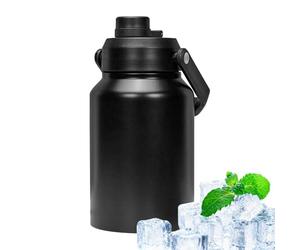 Gallone - per acqua ghiacciata in acciaio , caraffa fredda con isolamento a collo largo a doppio coperchio, per bevande fredde, escursioni, feste, sport