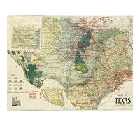 Gallup 1920 Map Texas Geology Oil Refineries Extra Large Art Print Poster murale Premium XL