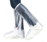 Galosce impermeabili per lo sport, copriscarpe antiscivolo, design a tubo alto per una protezione completa dalla pioggia (L bianco)
