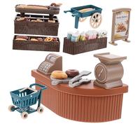 GALPADA 1 Set Miniatura Negozio Accessori per Casa Mini Pani e Carretto Decorazione per Scene Educativo