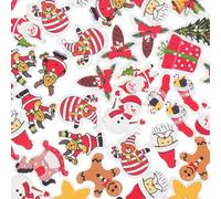 GALPADA 100 Pezzi Bottoni in Legno Natalizi Motivo Pupazzo di Neve Accessori per Abbigliamento Fai da Te Bottoni da Cucito a Due Occhi per Decorazioni e Progetti Artigianali