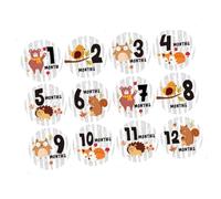 GALPADA 12 Adesivi Mensili Rotondi per Ragazzo Ragazza Motivi Animali, Adesivi Autoadesivi per Monitorare la Crescita, per Fotografia e Condivisione sui Social