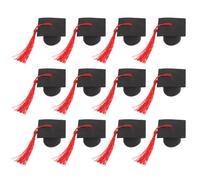 GALPADA 12 Pezzi Decorazioni per Torta Laurea Cappelli da Laureando Rossi in Carta e Poliestere, Accessori Leggeri e Attraenti per Festa e Bomboniere