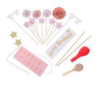 GALPADA 12 Pezzi Decorazioni per Torte di Compleanno Cake Topper in Carta Rosa Oro, Stelle Glitterate e Palloncini, Design Elegante e Raffinato per Feste di Compleanno