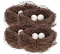 GALPADA 16 Pezzi Decorazione Pasquale Nido D'uccello Artificiale Uova Finti 10cm, Set Simulazione Rattan per Festa e Arredo Casa