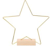 GALPADA 1set Decorativo con Stella a Cinque Punte Dorata e Base in Legno Anello Artigianale per Centrotavola Matrimonio Decorazione Salotto e Allestimenti Fai da Te Eleganti