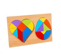 GALPADA 1Set Educativo Legno Forma Cuore Puzzle Tangram per Didattico per Sviluppo e Decorazione Giocattoli per Ragazzi e Ragazze
