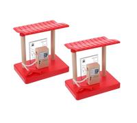 GALPADA 2 Accessori in Legno per Trenino Stazione Rifornimento e Blocchi Stradali Gioco Interattivo per Compatibile con Piste Trenino Educativo in Legno Naturale