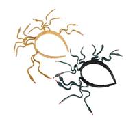 GALPADA 2 Pezzi Fascia Medusa con Serpente Flessibile per Donna Copricapo Egiziano in Plastica e Vinile Design Regale Verde Scuro e Oro Opaco Accessorio Costume Halloween Cosplay