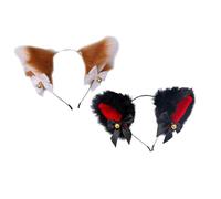 GALPADA 2 pezzi Fascia per Donna con Orecchie di Gatto in Peluche con e Campanellino Accessori Moda per Feste e Halloween Cerchietto Morbido e Resistente per Ragazze