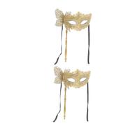 GALPADA 2 Pezzi Maschera da Ballo con Motivo Drago Oro, Maschera Veneziana Elegante con Bastone, per Donne a Feste di Carnevale e Mardi Gras