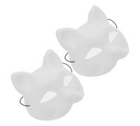 GALPADA 2 Pezzi Maschera Gatto Bianca in Plastica, Base Non Dipinta per DIY | Forma Felina, Adatta a Preschool e Espressione Artistica, Accessorio Leggero per Cosplay