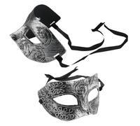 GALPADA 2 Pezzi Maschera Veneziana Argento in Plastica per Ballo in Maschera ed Eventi Costume, Elegante e Retrò Vestibilità Confortevole e Finitura Artigianale Fine