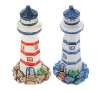 GALPADA 2 Pezzi Ornamenti del Faro Decorazioni nautiche del Faro Arredamento costiero fari Ornamenti da Spiaggia villetta Mini statuina Faro Scultura Faro in Resina da Tavolo Piccolo Faro