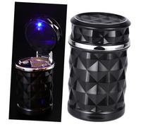 GALPADA 2 Pezzi Posacenere per Auto con LED Cestino Multifunzionale Portatile per Sigarette e Rifiuti Design Antiscivolo e Facile da Nero