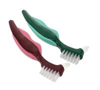 GALPADA 2 pezzi Spazzolino Doppio per Dentiere con Setole Dure Pulizia Profonda e Impugnatura Antiscivolo per Anziani Strumento per Igiene Protesi Dentarie Mobili Rimozione Macchie e
