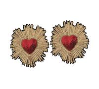 GALPADA 2 pezzi Toppe Termoadesive Cuore Pesca Ricamate con Paillettes Accessori Decorativi per Applicazioni Tessuti Pratiche per Riparazioni e Decorazioni