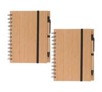 GALPADA 2 Set Blocco Note Copertina in Bambù, Quaderno Spiralato Comodo e Resistente, Carta di Qualità per Pianificazione e Programmazione Quotidiana, per Ufficio e Scuola