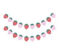 GALPADA 2 Set Striscione Fragole in Feltro per Decorazioni di Compleanno, senza Odore, Adatto per Feste Indoor e Outdoor Tema Strawberry per Addobbi Festivi