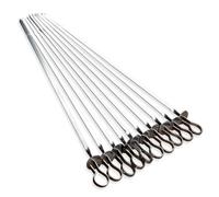 GALPADA 20 Pezzi Spiedini per Barbecue in Acciaio Inossidabile Design Piatto e Manico ad Anello, Accessori Resistenti per Grigliate all Aperto