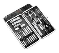 GALPADA 21 pezzi Professionale per Unghie in Acciaio Resistente Nero Tagliaunghie Ergonomico con Limetta e Tronchese Cuticole Kit Manicure Completo per Cura Unghie Mani e Piedi
