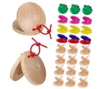 GALPADA 24 Pezzi Castagnette in Legno e Plastica per Strumenti Musicali Percussioni Educativi Giocattolo Ritmico per Ragazzo Ragazza per Sviluppo Cognitivo e Giochi in Famiglia
