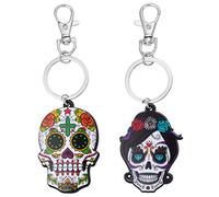 GALPADA 2Pcs Del Cranio Portachiavi Accessori Per Auto Per La Chiave Dell'Automobile In Acciaio Inox Portachiavi Auto Ornamento Pedante Per Il Sacchetto Di Halloween Del Pendente Del