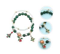 GALPADA 2pezzi Bracciale di Natale in Lega Ciondolo Natalizio Decorazione Natalizia per Bracciale Set di Due Braccialetti per Feste Accessori da Polso per Natale