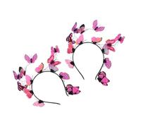 GALPADA 2pezzi Cerchietto Nodo Farfalla per Sposa Cappello Fascinator Fiori per Matrimonio Accessori per Capelli da Donna e Ragazza per Feste da Tè e Halloween Rosa