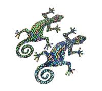 GALPADA 2Pezzi Decorazione Metallo Forma Gecko per Ed Esterni Facile Installazione Murale Naturale per Domestici