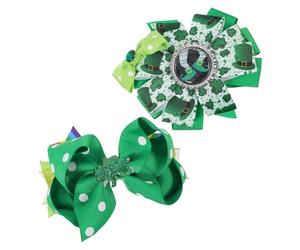 GALPADA 2pezzi Fermagli per Chioma in Metallo e Poliestere Verde per Bambine Accessori per Capelli la Celebrazione di San Patrizio