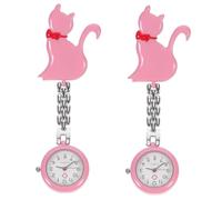 GALPADA 2pezzi Orologio Da Infermiere Clip Inossidabile Orologio Elegante e Pratico Con Design Di Gattino Per Medici e Facile Da Indossare e Leggere