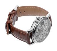 GALPADA 2pezzi Orologio Meccanico Da Uomo Winner Con Cinturino Pu e Quadrante Rotondo Design Elegante e Sportivo Colore Argento e Marrone