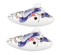 GALPADA 2pezzi Prima Ocarina Flauto Sei Strumento Didattico Per Ocarina Traversa Contralto Do Blu-bianca in Porcellana Strumenti Musicali in Ceramica Leggera Compatto