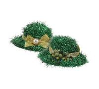 GALPADA 2pezzi Top Hat Hair Clips for Patrick's Day Cute Decorative Hair Accessories with Bow and Flower Bouquet for Women and Girls