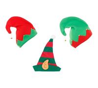 GALPADA 3 Pezzi Cappello da Clown Natalizio in Flanella Comodo e Traspirante con Orecchie a Righe Rosse e Verdi per Feste di Natale e Spettacoli Sul Palco