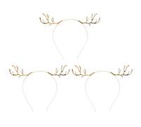 GALPADA 3 Pezzi Cerchietto e Design Elegante Corna di Renna Natalizio in Metallo e Cristalli Oro, Struttura Flessibile e Natale per Feste a Tema