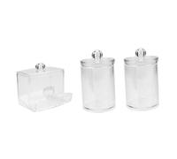 GALPADA 3 pezzi Contenitori Trasparenti Rotondi Porta Cotton Fioc e Dischetti Cotone con Coperchio per Organizer Bagno Elegante e Compatto Protezione Igienica e Risparmio Spazio