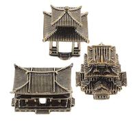 GALPADA 3 Pezzi Decorazione da Giardino in Ottone a Forma di Pagoda Giapponese Vintage, Design Intricato, Decorazione Versatile per Scrivania e Paesaggio in Miniatura Zen