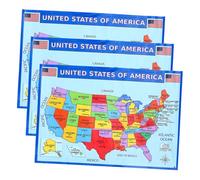 GALPADA 3 pezzi Poster Decorativo Mappa Stati Uniti per Cameretta Ragazzi Stampa HD Resistente allo Sbiadimento Etichette Dettagliate Stati e Città per Apprendimento e Arredamento Casa