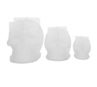 GALPADA 3 Pezzi Stampo per Candele Fai da Te Facile da Sformare in Silicone Bianco per Teschio 3d Dettagliato e Decorazioni di Halloween a Tema Oscuro