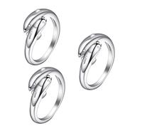 GALPADA 3 Pz anelli di delfino anelli regolabili anello dell'abbraccio della mano anello per le donne l'anello d anello Silver