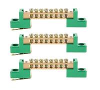 GALPADA 3pezzi Morsettiera in Rame Blocco di Collegamento Terminale Fisso per Cablaggio Elettrico Barra di Messa Terra Compatta per Quadri Elettrici con Verde Resistente e Facile