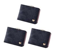 GALPADA 3pezzi Portafoglio Donna Pelle Sintetica Denim Imitazione Wallet Bifold Compatto Con Portamonete e Scomparti Per Carte Accessorio Moda Elegante Per Donne Colore Nero Pratico e
