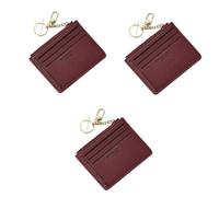 GALPADA 3pezzi Portamonete Per Donna Con Portachiavi Borsa Pouch Semplice e Stile Elegante Rosso Vino Per Carte e Monete Nella Vita Quotidiana