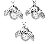 GALPADA 3pezzi Vintage Owl Shape Pocket Watch Delicate Design for Friends and Family Lovely Retro Timepiece with Easy Readability
