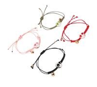 GALPADA 4 pezzi Braccialetto Gattino Fortunato con Charm Maneki Neko in Ceramica Bracciale Tessuto Regolabile in Cordoncino Gioielli Fatti Mano per Donna e Studenti