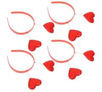 GALPADA 4 Pezzi Cerchietti per Chioma Cuore Paillettes Rosso Fascia Elastica Spring Love per Feste di Carnevale e San Accessori Decorativi Leggeri per Costume