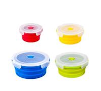 GALPADA 4 Pezzi Contenitore Pranzo in Silicone Pieghevole Rotondo | 600ml, Salva Spazio nella Borsa, Adatto a Picnic e Porzioni Meal Prep Colore Casuale