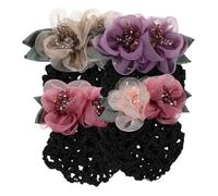 GALPADA 4pezzi Retina per Chignon Floreale con Fermaglio Forma di Fiore Copricapo Retrò per Donna Accessori per Capelli in Rete Morbida Adatto per Infermiere Lavoro Festa